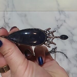 OOAK Iolite and Onyx necklace